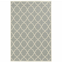 9' X 13' Grey Geometric Stain Resistant Indoor Outdoor Area Rug