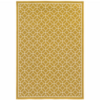 9' X 13' Gold Geometric Stain Resistant Indoor Outdoor Area Rug