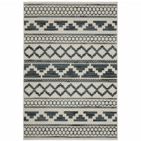 10' X 13' Beige Geometric Stain Resistant Indoor Outdoor Area Rug