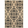 10' X 13' Sand Oriental Stain Resistant Indoor Outdoor Area Rug