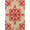 10' X 13' Sand Oriental Stain Resistant Indoor Outdoor Area Rug