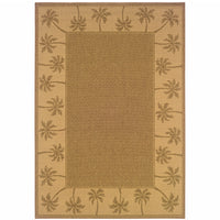 9' X 13' Tan Stain Resistant Indoor Outdoor Area Rug