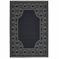 8' X 11' Black Stain Resistant Indoor Outdoor Area Rug