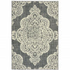 9' X 13' Grey Oriental Stain Resistant Indoor Outdoor Area Rug