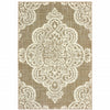 9' X 13' Tan Oriental Stain Resistant Indoor Outdoor Area Rug