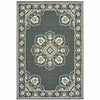 9' X 13' Grey Oriental Stain Resistant Indoor Outdoor Area Rug