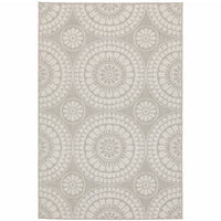 8' X 10' Grey Geometric Stain Resistant Indoor Outdoor Area Rug