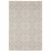 8' X 10' Ivory Floral Stain Resistant Indoor Outdoor Area Rug