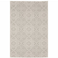 10' X 13' Ivory Floral Stain Resistant Indoor Outdoor Area Rug