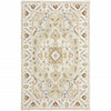 10' X 13' Ivory Beige Gold And Muted Grey Oriental Tufted Handmade Stain Resistant Area Rug