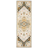 2' X 8' Ivory Charcoal Gold Clay And Muted Blue Oriental Tufted Handmade Stain Resistant Runner Rug