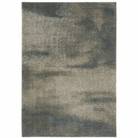 3' X 5' Grey And Teal Blue Abstract Power Loom Stain Resistant Area Rug