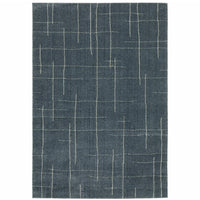 3' X 5' Blue And Grey Geometric Power Loom Stain Resistant Area Rug