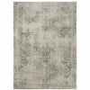 8' X 11' Grey Beige And Teal Oriental Power Loom Stain Resistant Area Rug