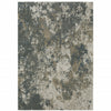 6' X 9' Teal Grey Tan And Beige Abstract Power Loom Stain Resistant Area Rug