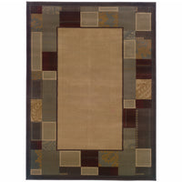 10' X 13' Beige Abstract Power Loom Stain Resistant Area Rug