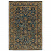 10' X 13' Blue And Gold Oriental Power Loom Stain Resistant Area Rug