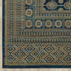 10' X 13' Blue And Gold Oriental Power Loom Stain Resistant Area Rug