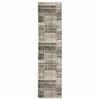 2' X 8' Grey Charcoal Ivory Tan Brown And Beige Geometric Power Loom Stain Resistant Runner Rug