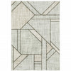 3' X 5' Gray And Ivory Geometric Power Loom Area Rug