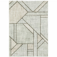 5' X 8' Gray And Ivory Geometric Power Loom Area Rug