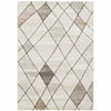 10' X 13' Beige Grey Tan And Brown Geometric Power Loom Stain Resistant Area Rug