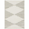 10' X 13' Beige Grey Sage Green Pale Blue Brown And Charcoal Geometric Power Loom Stain Resistant Area Rug