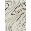 10' X 13' Beige Grey Brown Sage Pale Blue Tan And Charcoal Abstract Power Loom Stain Resistant Area Rug