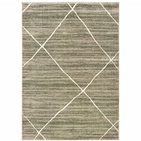 2' X 3' Grey And Ivory Geometric Power Loom Stain Resistant Area Rug