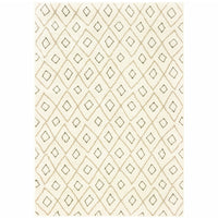 2' X 3' Sand Ash Grey And Ivory Geometric Power Loom Stain Resistant Area Rug