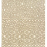 8' Sand And Ivory Geometric Power Loom Runner Rug