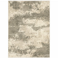 2' X 3' Beige And Grey Abstract Power Loom Stain Resistant Area Rug