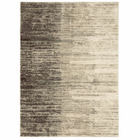 5' X 7' Beige And Grey Abstract Power Loom Stain Resistant Area Rug