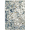 3' X 5' Blue Ivory Grey Brown Beige And Light Blue Abstract Power Loom Stain Resistant Area Rug