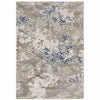 2' X 8' Grey Blue Ivory Brown And Navy Abstract Power Loom Stain Resistant Runner Rug