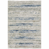 3' X 5' Blue Ivory Grey Light Blue And Brown Abstract Power Loom Stain Resistant Area Rug