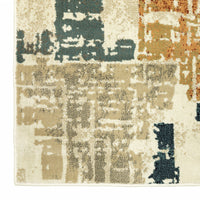 6' X 9' Beige Terracotta Green Navy And Grey Abstract Power Loom Stain Resistant Area Rug