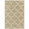 5' X 7' Beige And Ivory Geometric Power Loom Stain Resistant Area Rug