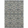 8' X 10' Blue And Ivory Floral Power Loom Stain Resistant Area Rug