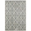 8' X 10' Ivory Blue And Sage Floral Power Loom Stain Resistant Area Rug