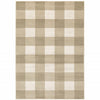 10' X 13' Beige And Ivory Geometric Power Loom Stain Resistant Area Rug