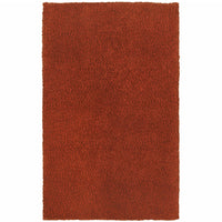 3' X 5' Rust Red Shag Tufted Handmade Stain Resistant Area Rug