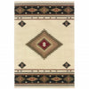 10' X 13' Beige Southwestern Power Loom Stain Resistant Area Rug