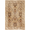 4' X 6' Beige Grey Dolphin Blue Deep Teal Gold And Orange Oriental Power Loom Stain Resistant Area Rug