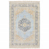 10' X 13' Blue And Beige Oriental Hand Loomed Stain Resistant Area Rug With Fringe