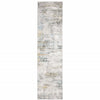 2' X 8' Gray And Ivory Abstract Power Loom Stain Resistant Runner Rug