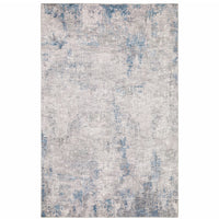 8' X 10' Grey And Blue Abstract Power Loom Stain Resistant Area Rug