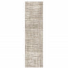 2' X 8' Beige Grey Ivory Tan And Brown Abstract Power Loom Stain Resistant Runner Rug