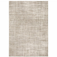 3' X 5' Beige Grey Ivory Tan And Brown Abstract Power Loom Stain Resistant Area Rug