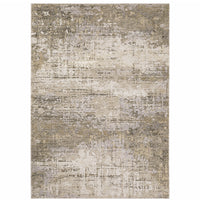 3' X 5' Beige Grey Ivory Tan And Brown Abstract Power Loom Stain Resistant Area Rug